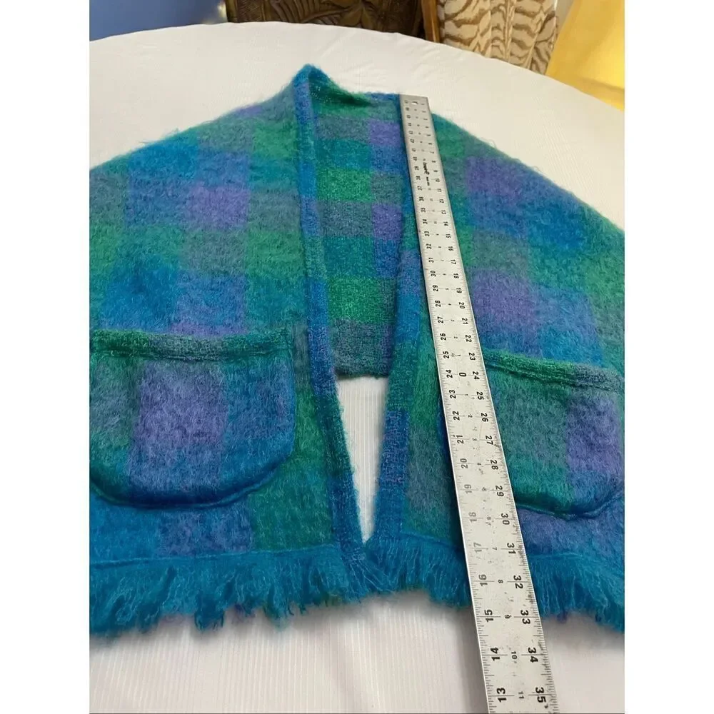 Old Bushmills Donegal Design Ireland Mohair Wool Cape Shawl Shrug One Size Fits